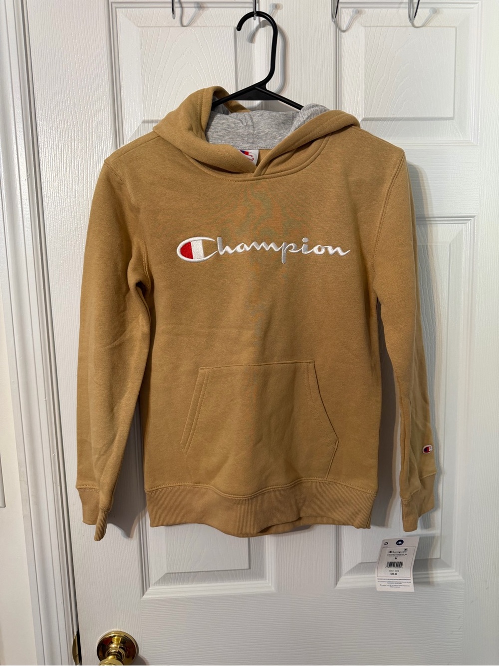 Champion Tan Pullover Hoodie with Embroidered Logo